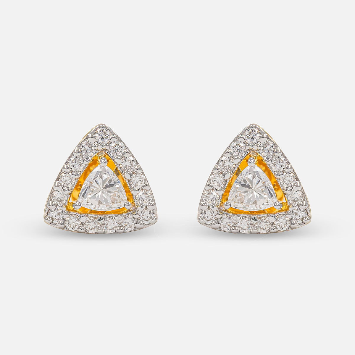 Triangle Halo Diamond Stud Earrings