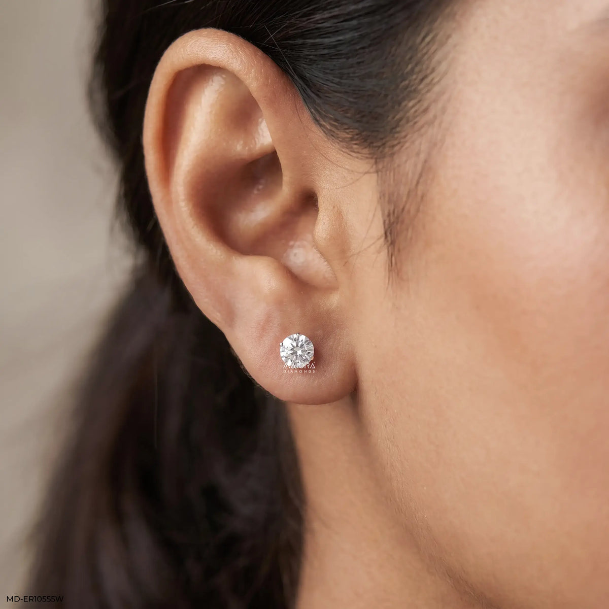 Elegant Round Solitaire Diamond Stud Earrings