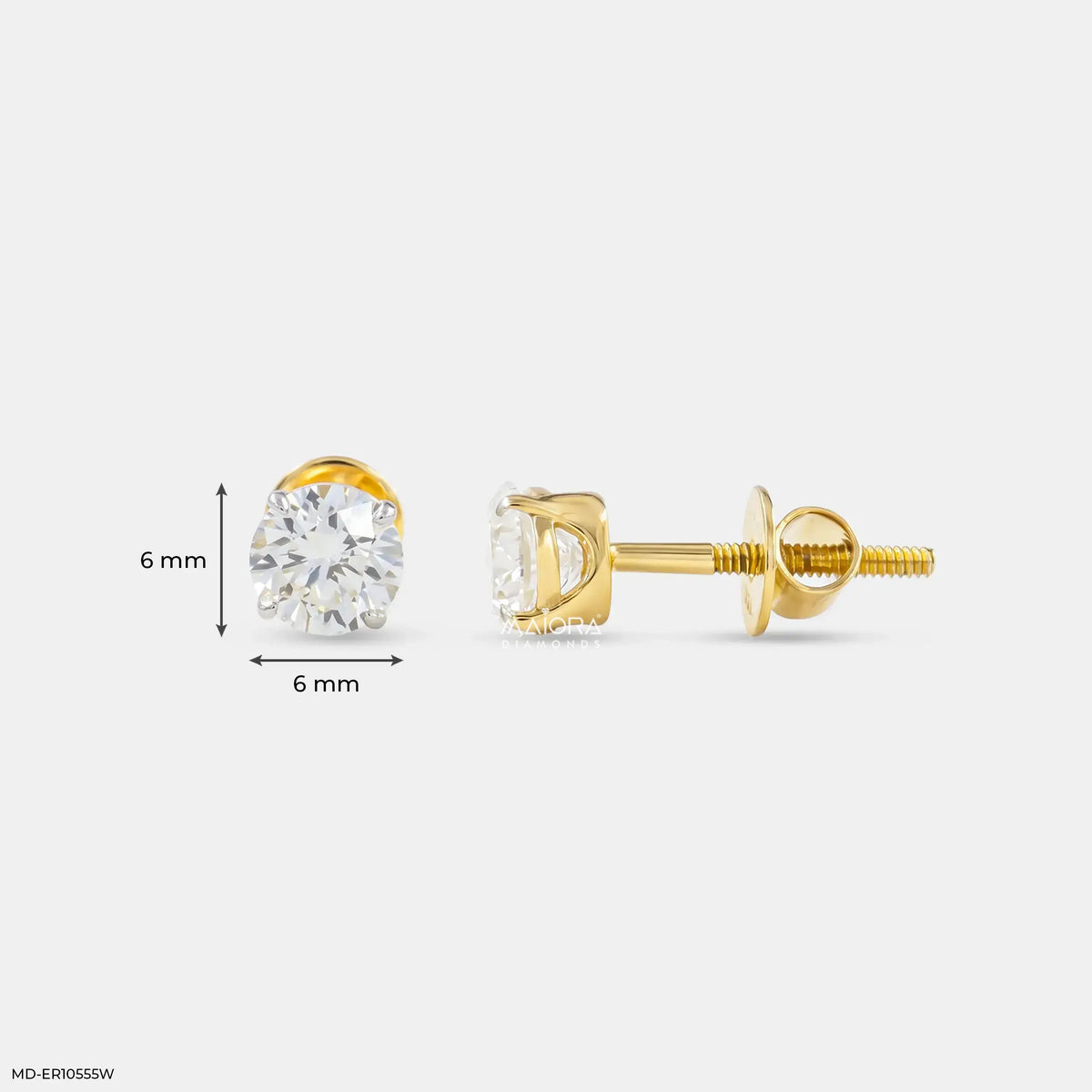 Elegant Round Solitaire Diamond Stud Earrings