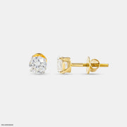 Elegant Round Solitaire Diamond Stud Earrings
