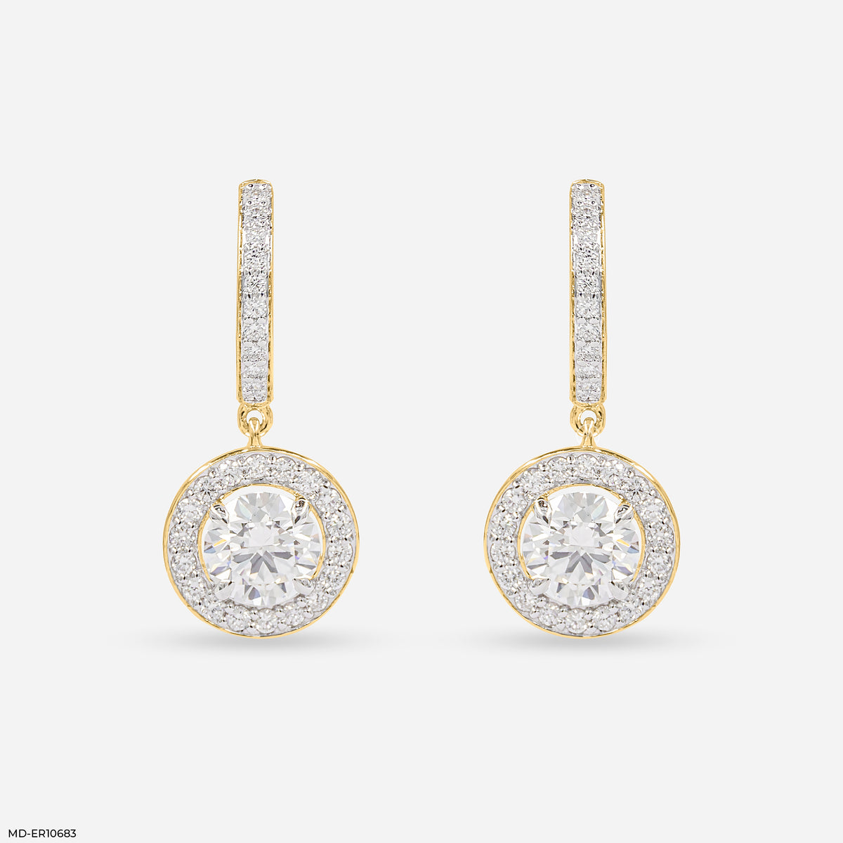 Round Halo Hoop Earrings