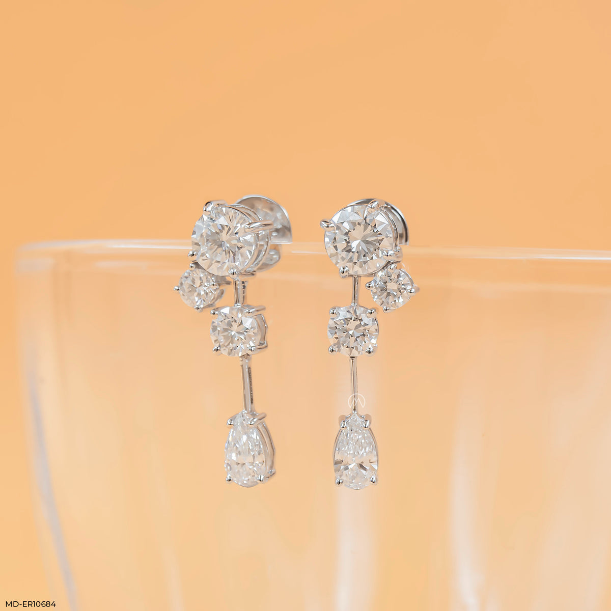 Shiny Round Drop Diamond Earrings