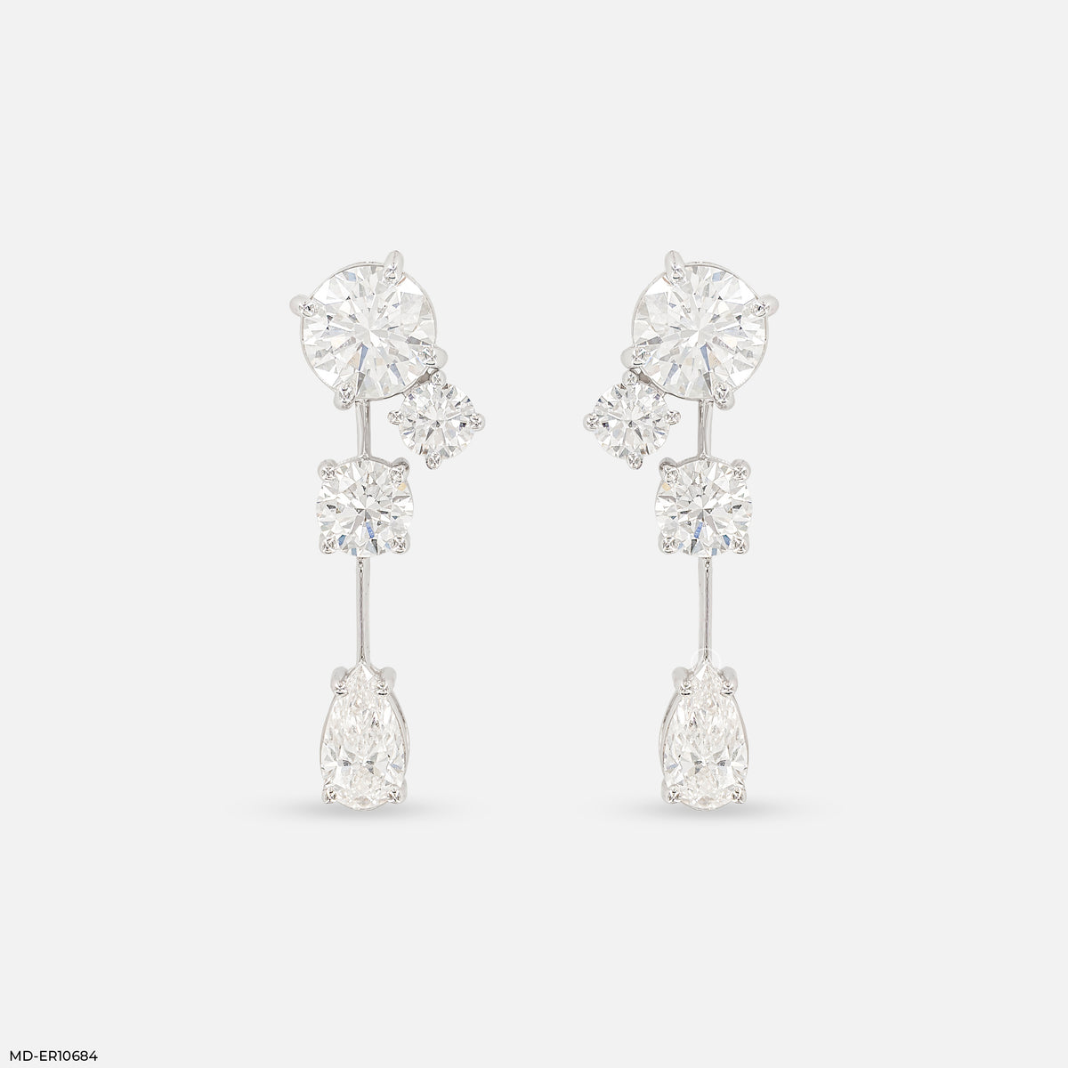Shiny Round Drop Diamond Earrings