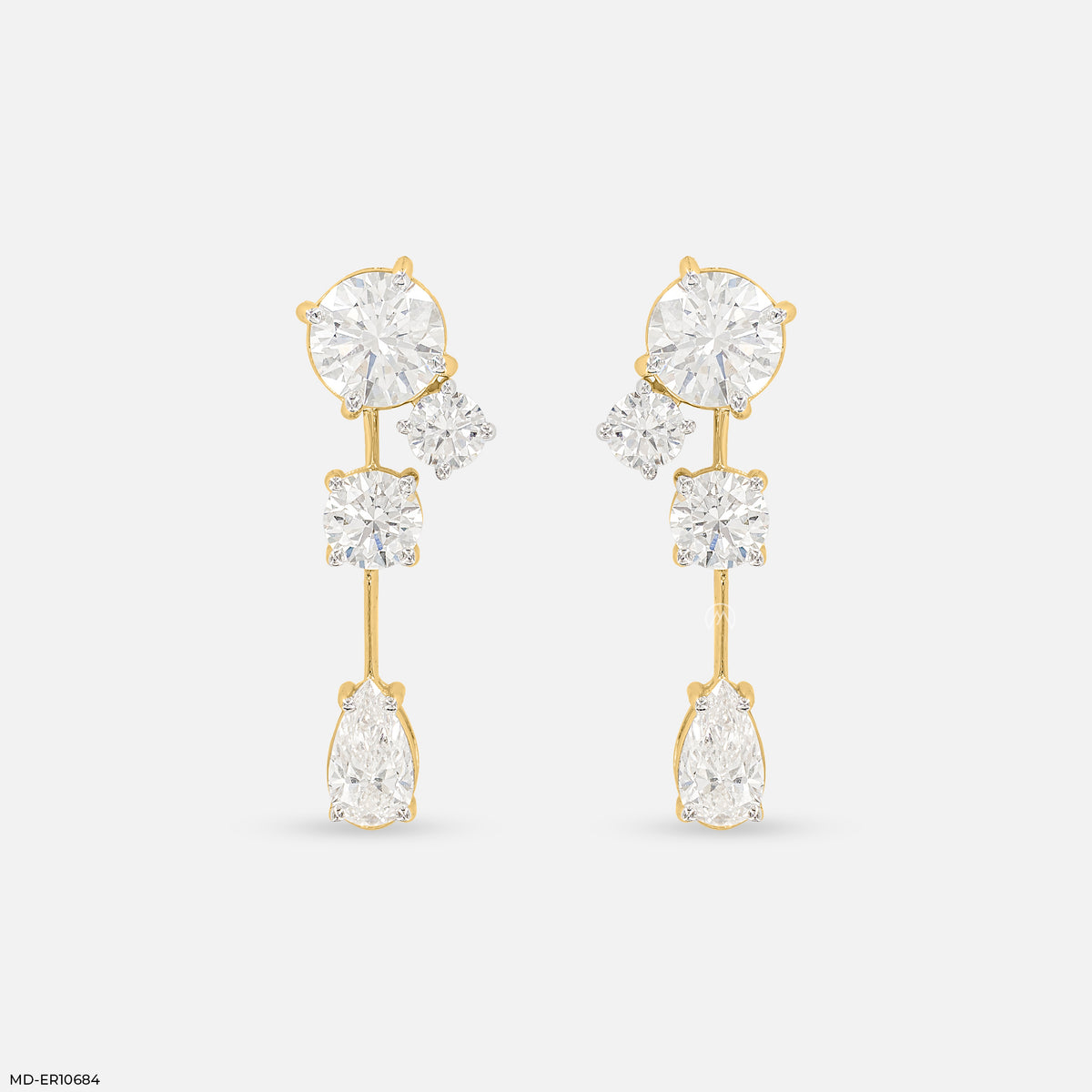 Shiny Round Drop Diamond Earrings