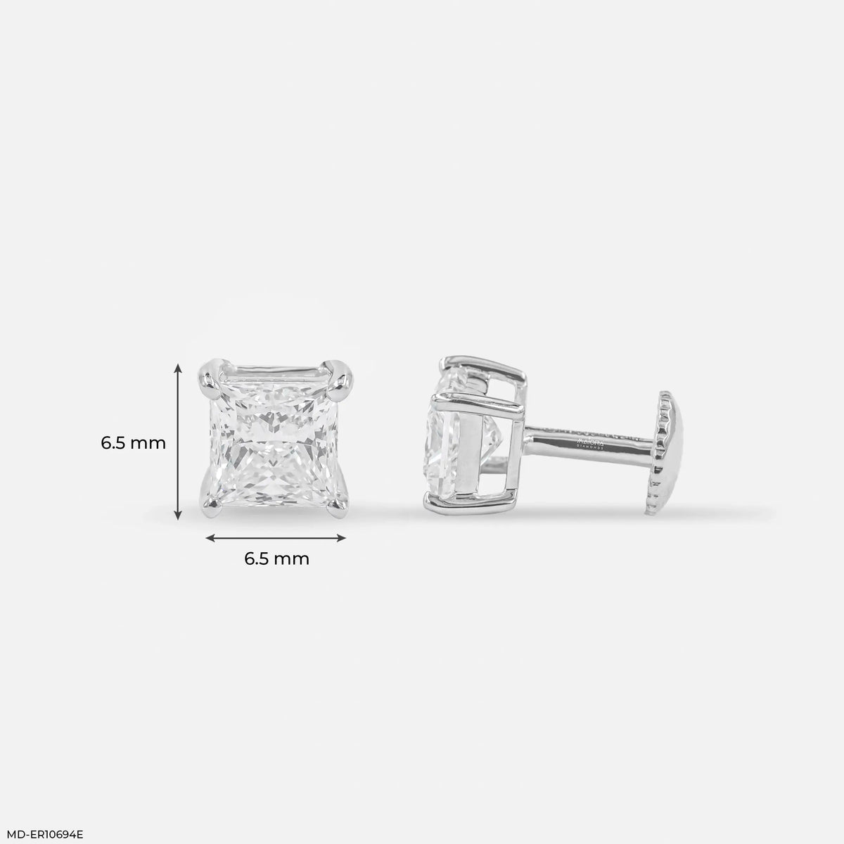 Artisan Princess Solitaire Diamond Earrings