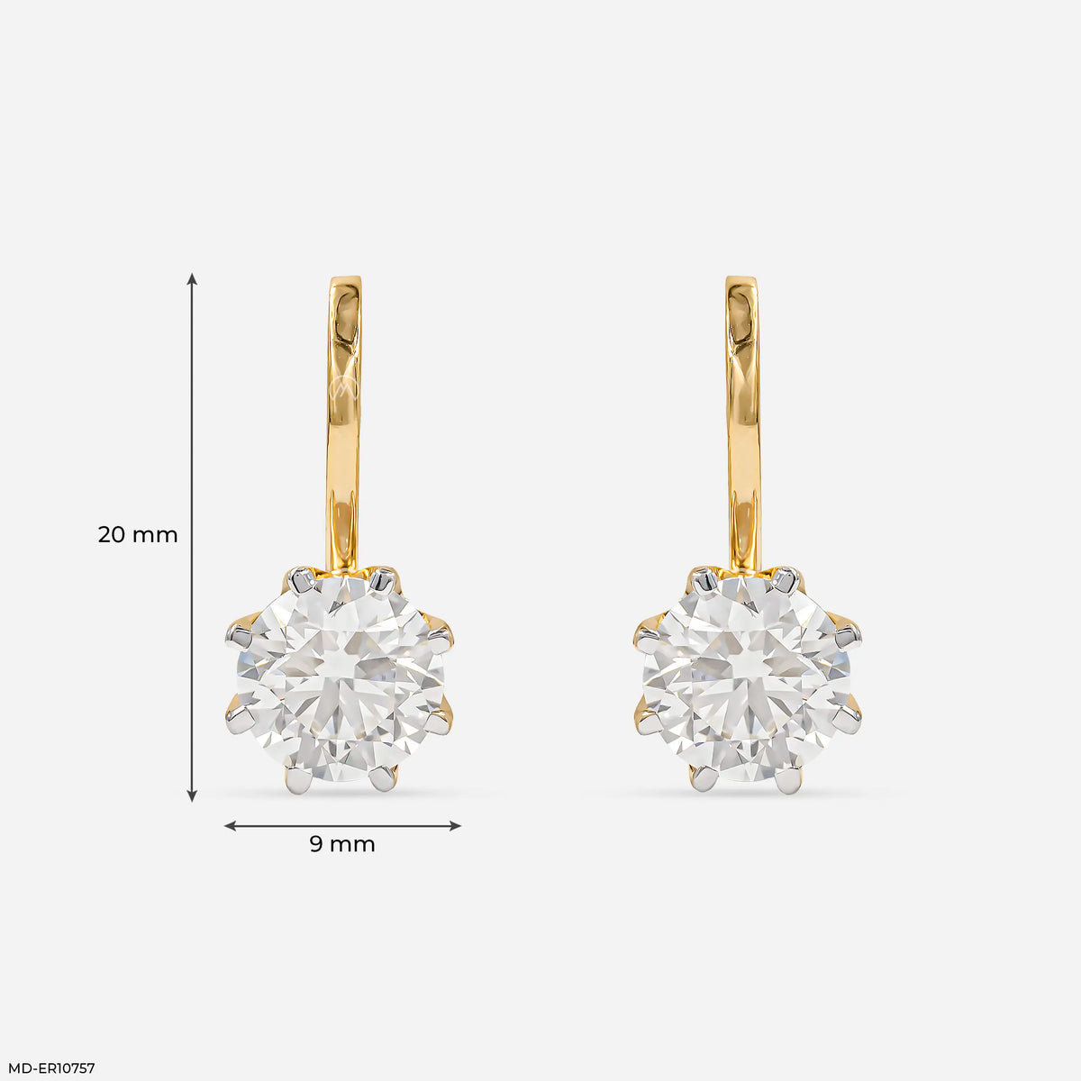 Oria Dangling Round Solitaire Hoops Earrings