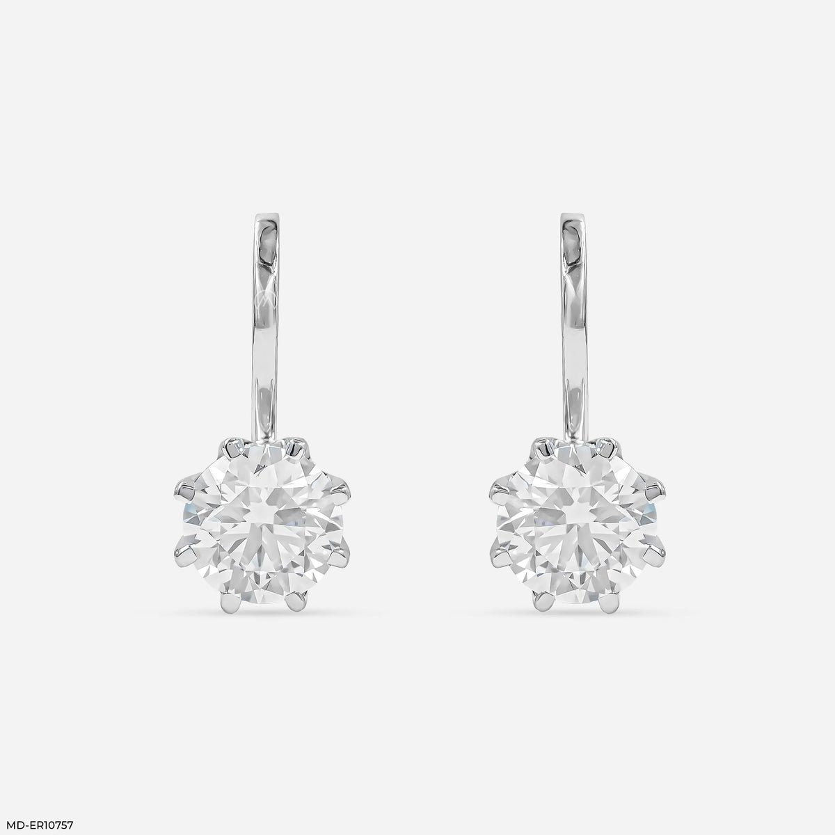 Oria Dangling Round Solitaire Hoops Earrings