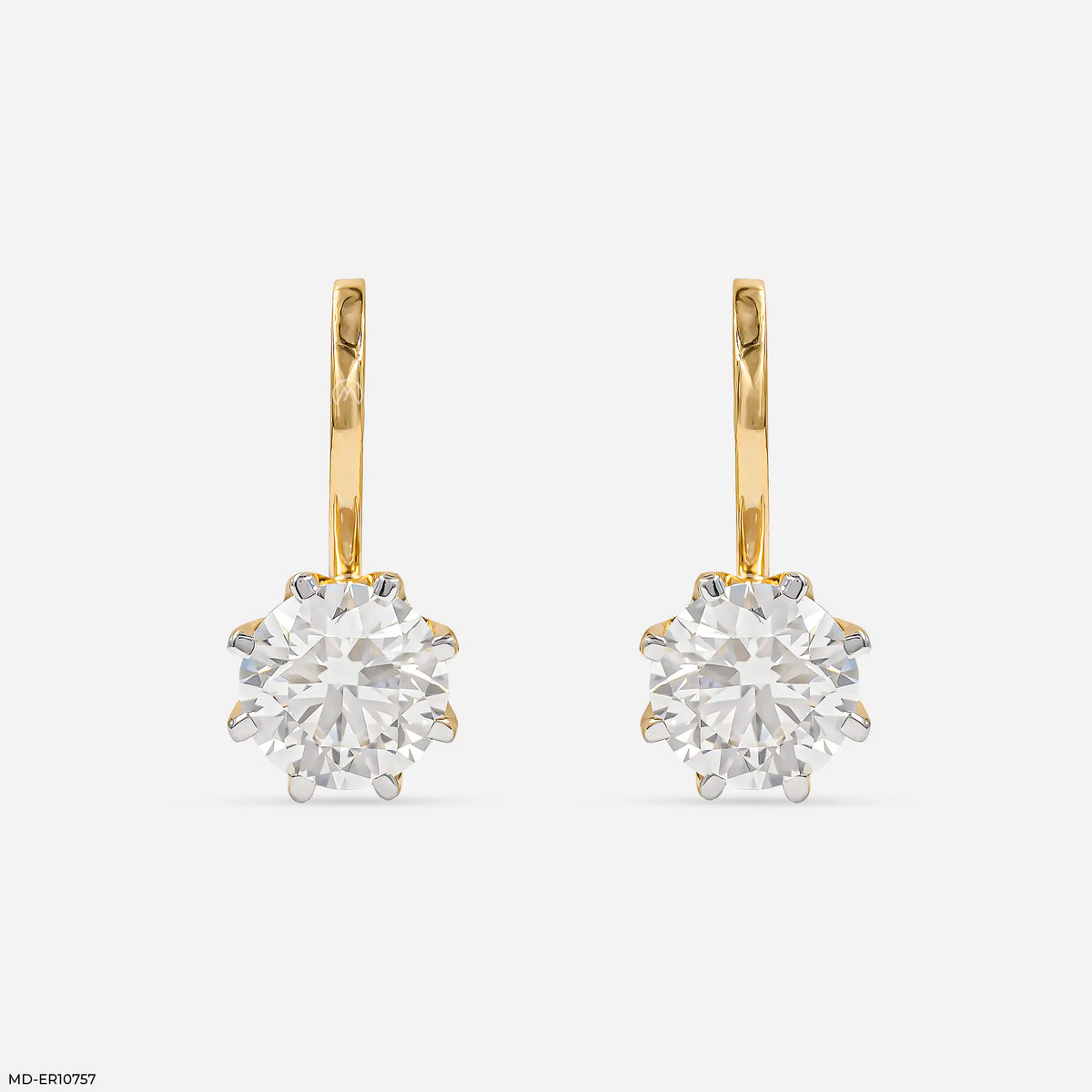 Oria Dangling Round Solitaire Hoops Earrings