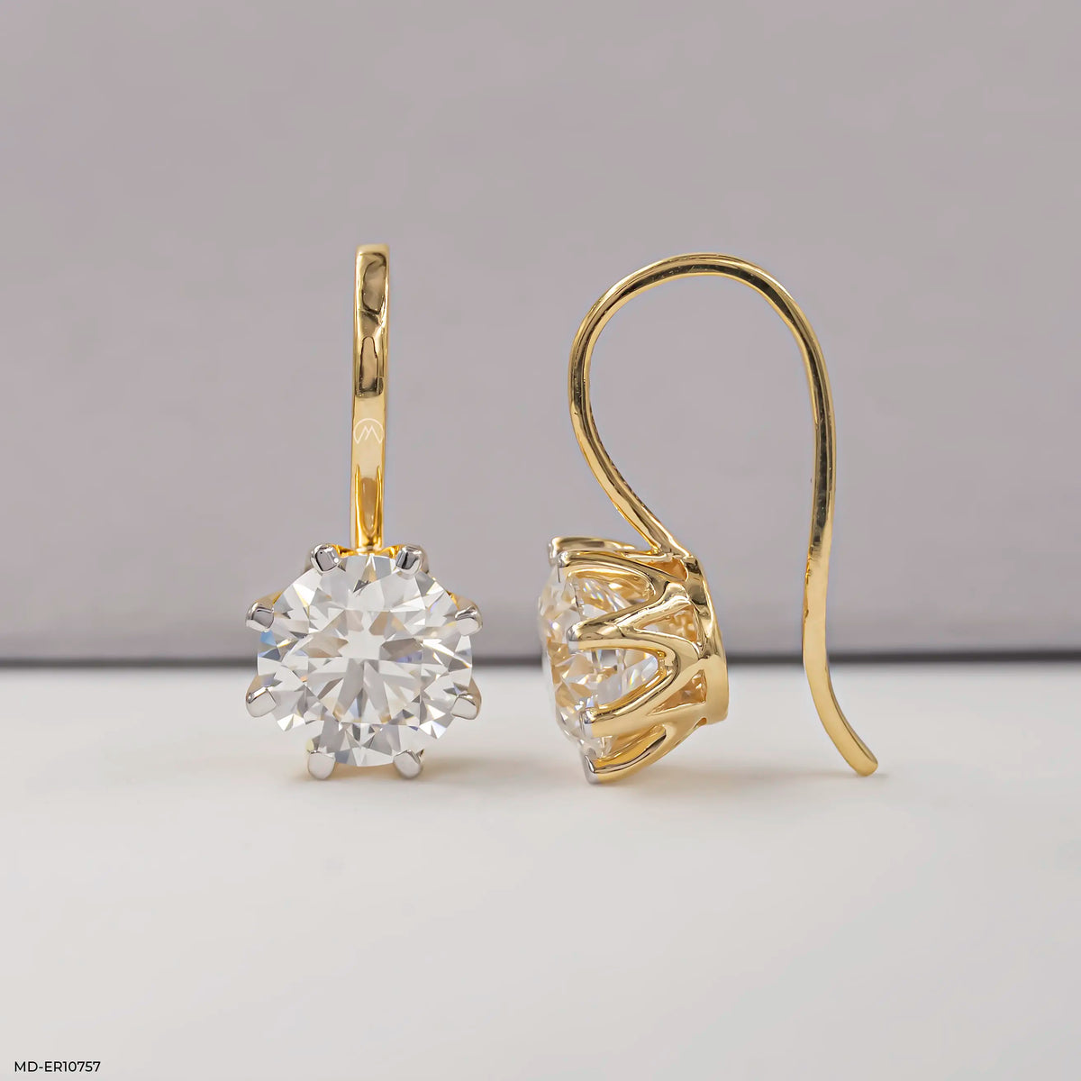 Oria Dangling Round Solitaire Hoops Earrings