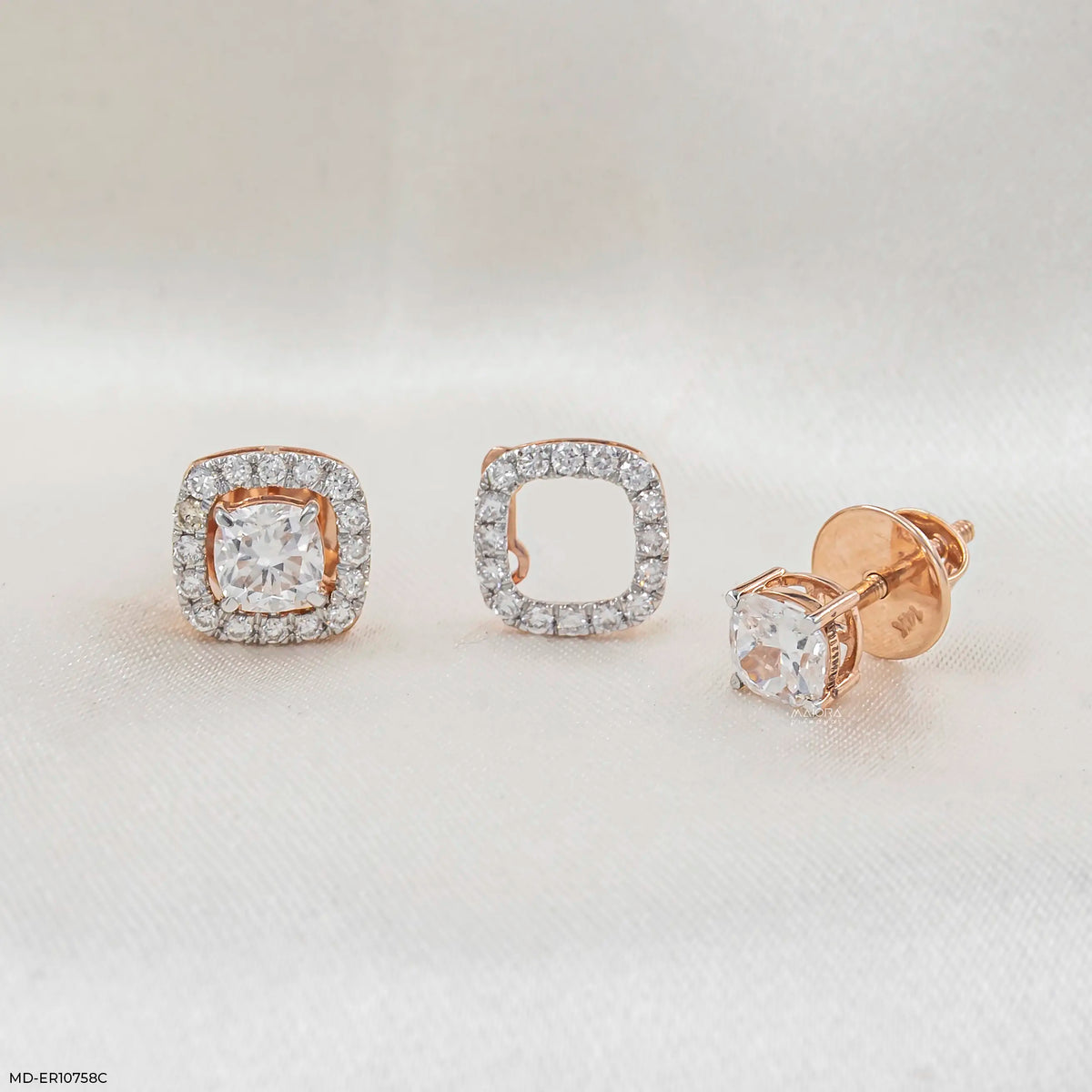 1.35 Carat Cusion Frame Lab Diamond Earrings