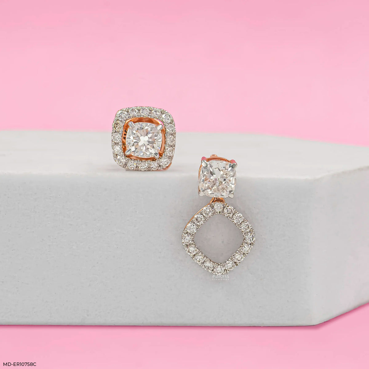 1.35 Carat Cusion Frame Lab Diamond Earrings