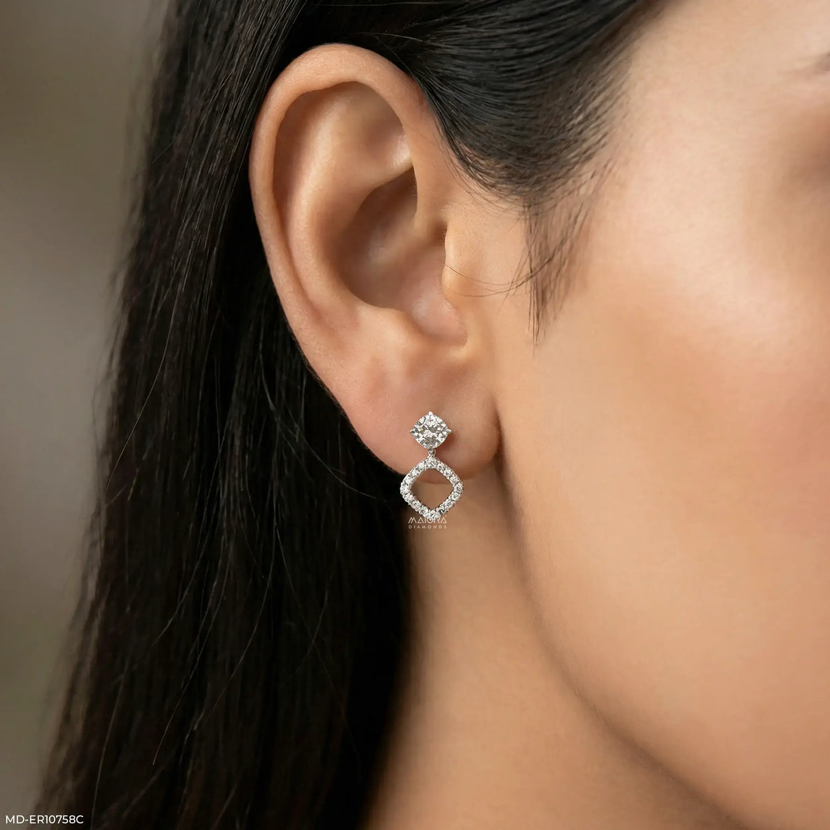 1.35 Carat Cusion Frame Lab Diamond Earrings