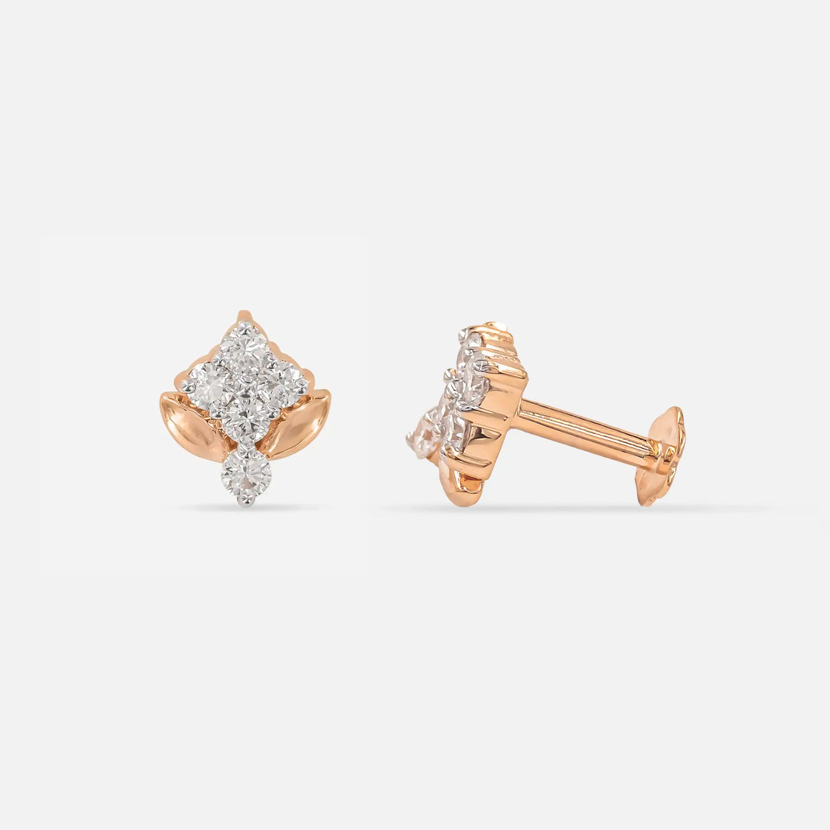 Elara Gold Rosette Diamond Earrings