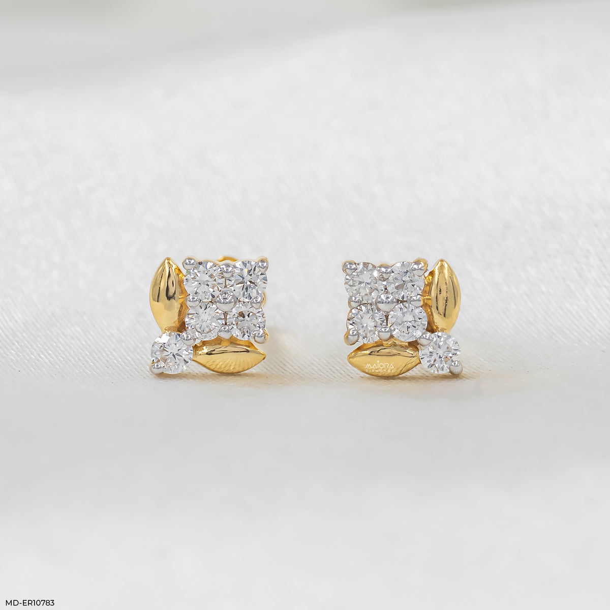 Elara Gold Rosette Diamond Earrings
