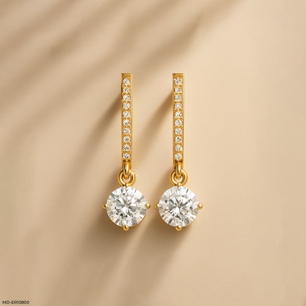 Solitaire Dewdrop Hoops Earrings