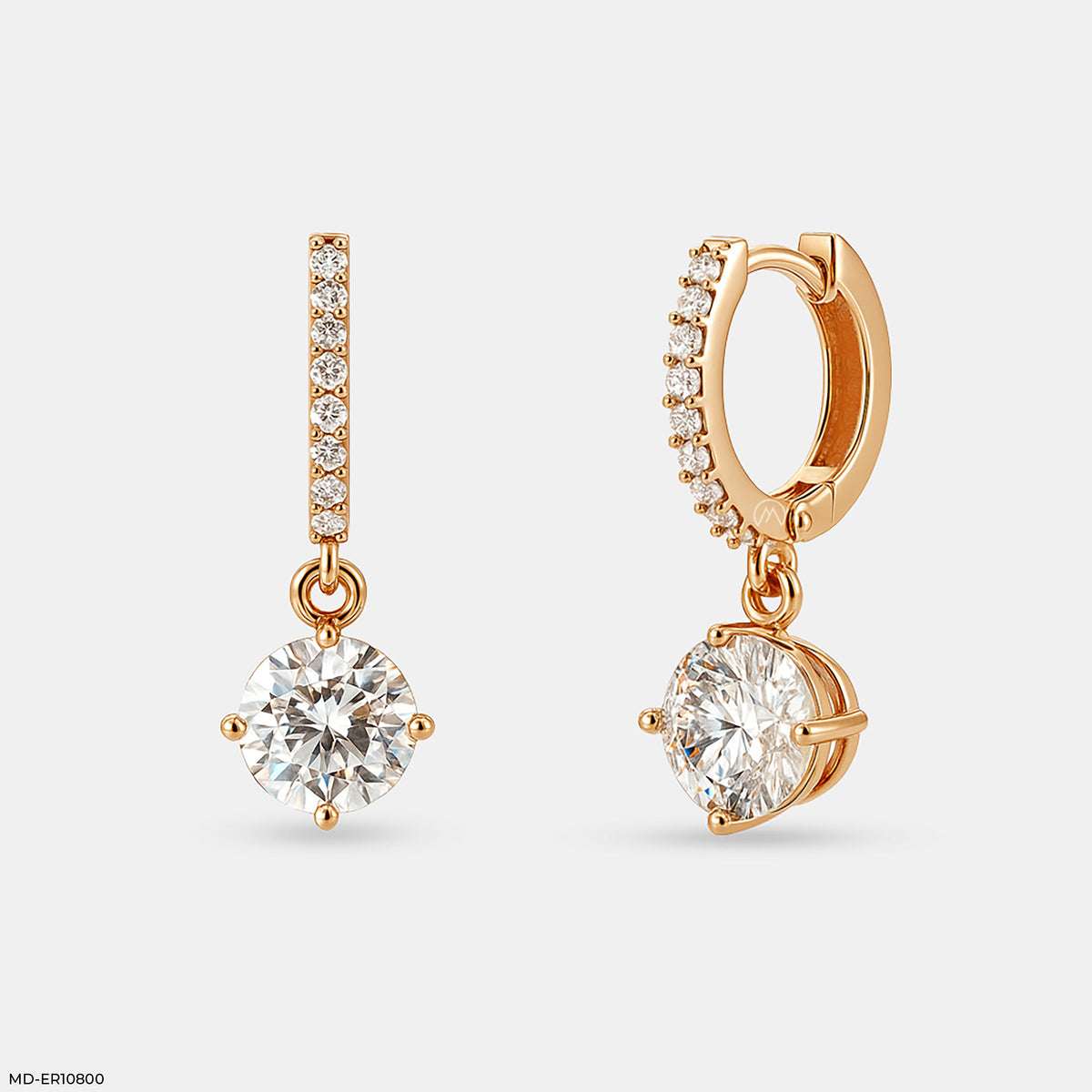Solitaire Dewdrop Hoops Earrings