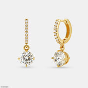 Solitaire Dewdrop Hoops Earrings