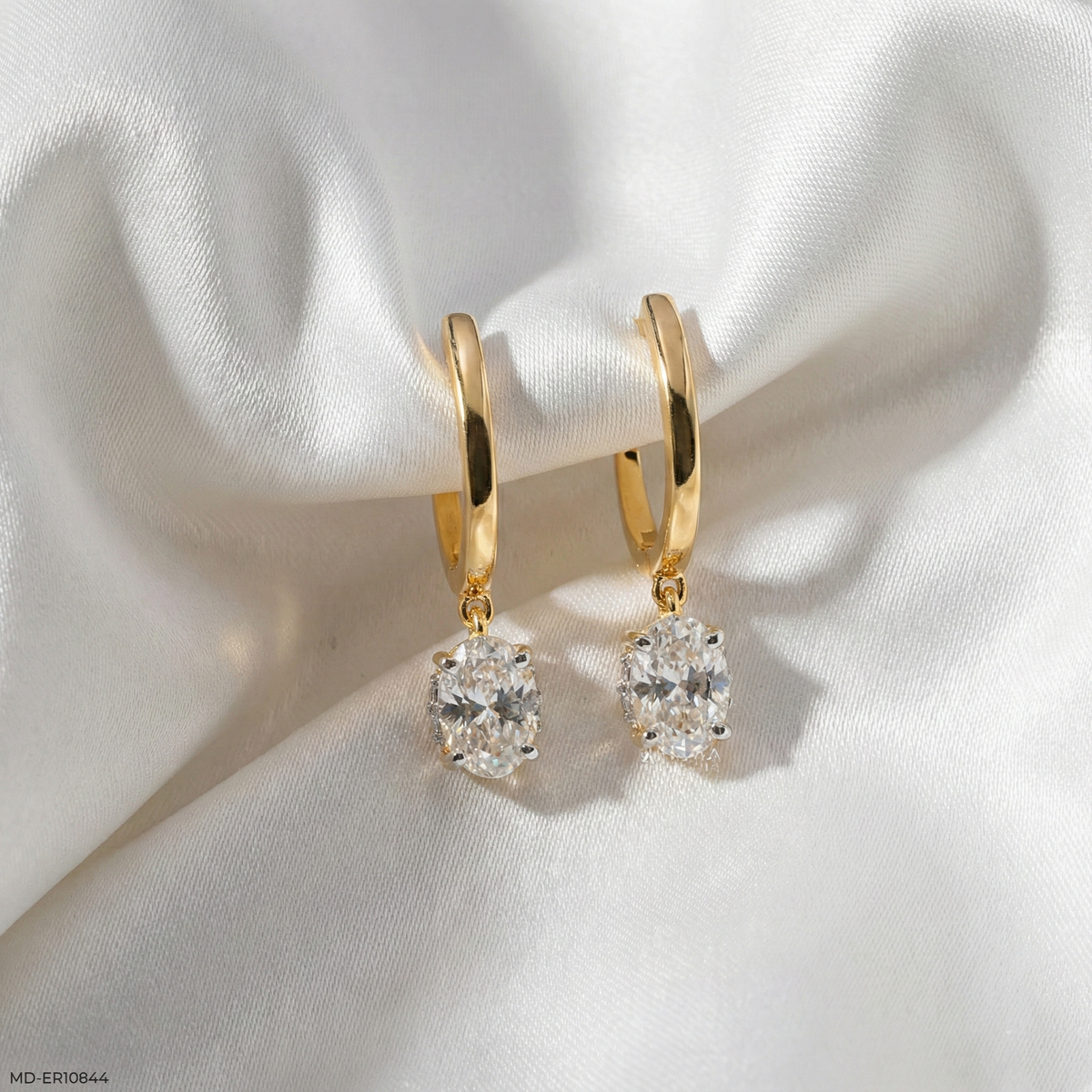 Lumina Oval Solitaire Gold Earrings