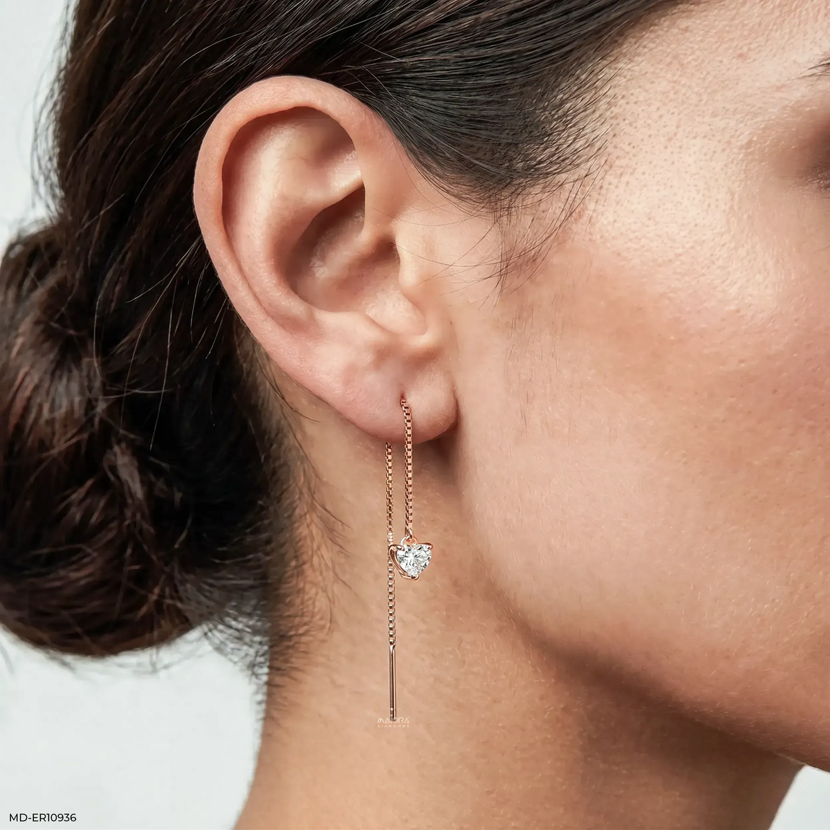 Solitaire Heart Dangle Sui Dhaga Diamond Earrings