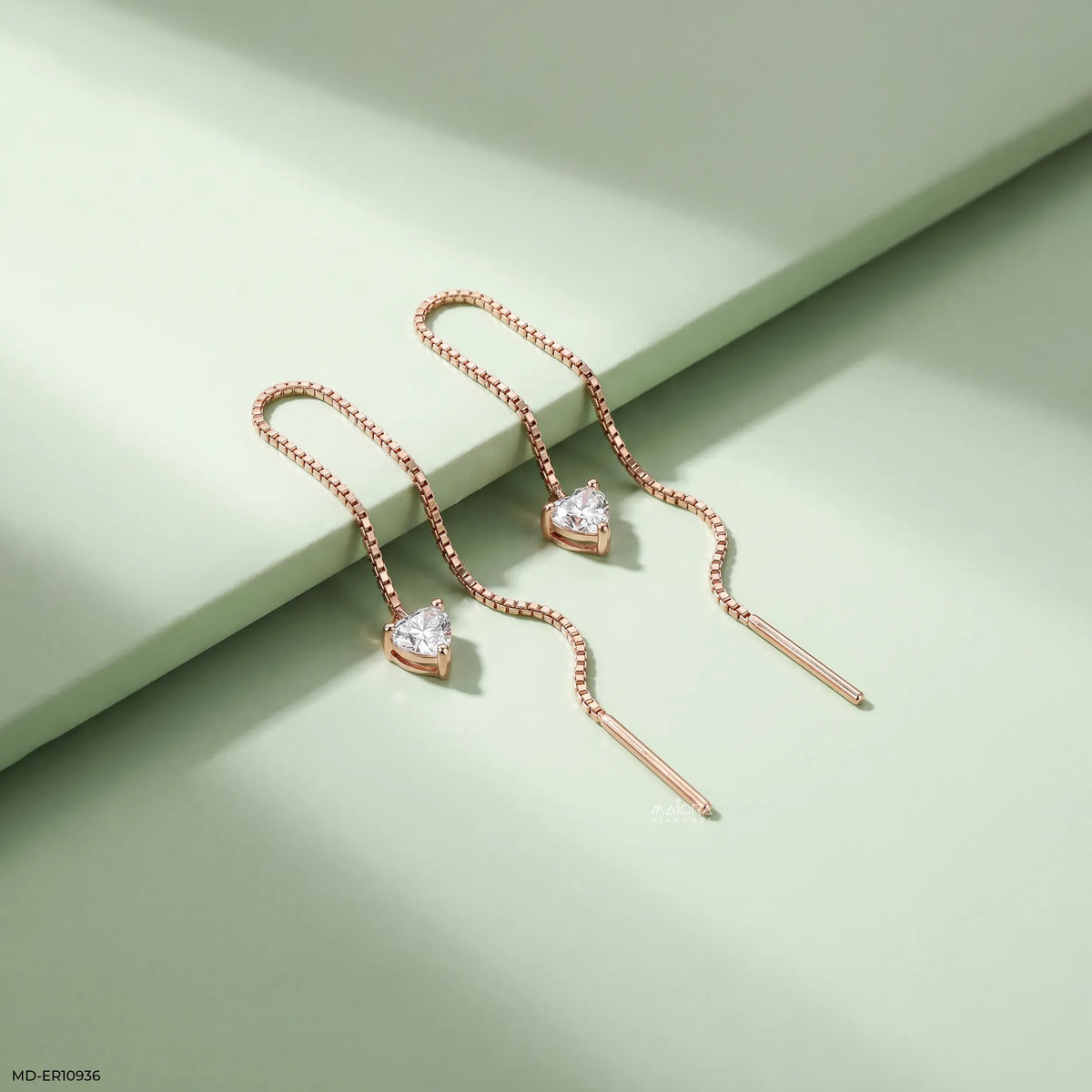 Solitaire Heart Dangle Sui Dhaga Diamond Earrings