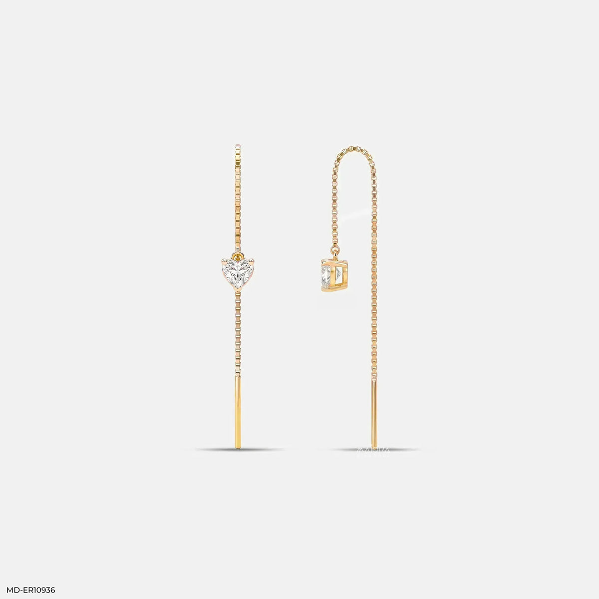 Solitaire Heart Dangle Sui Dhaga Diamond Earrings