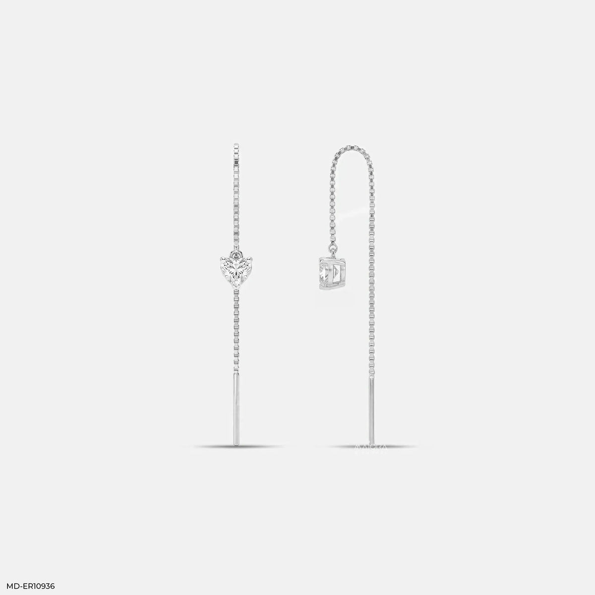 Solitaire Heart Dangle Sui Dhaga Diamond Earrings
