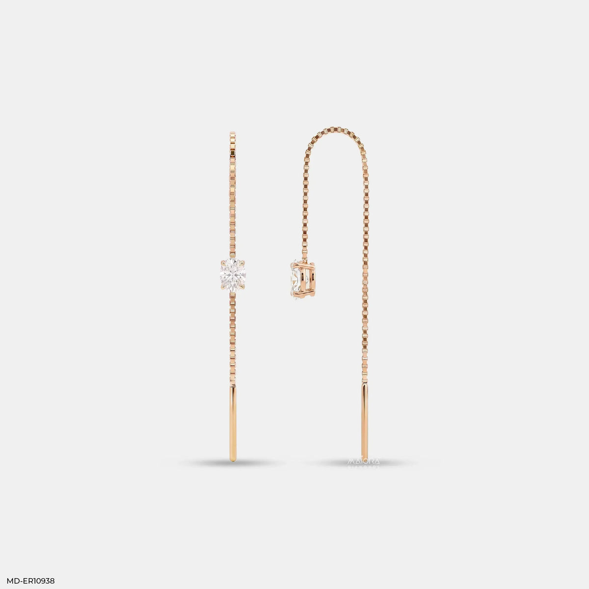 Glimmaring Solitaire Oval Sui Dhaga Diamond Earrings