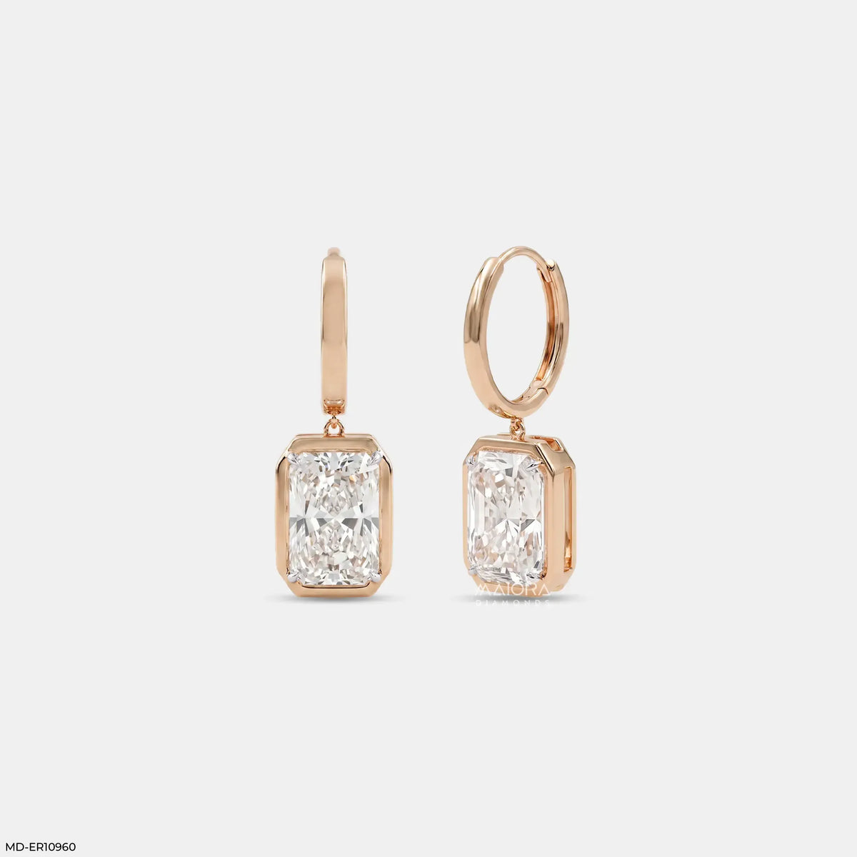 Majestic Bezel Emerald Diamond Bali Earrings