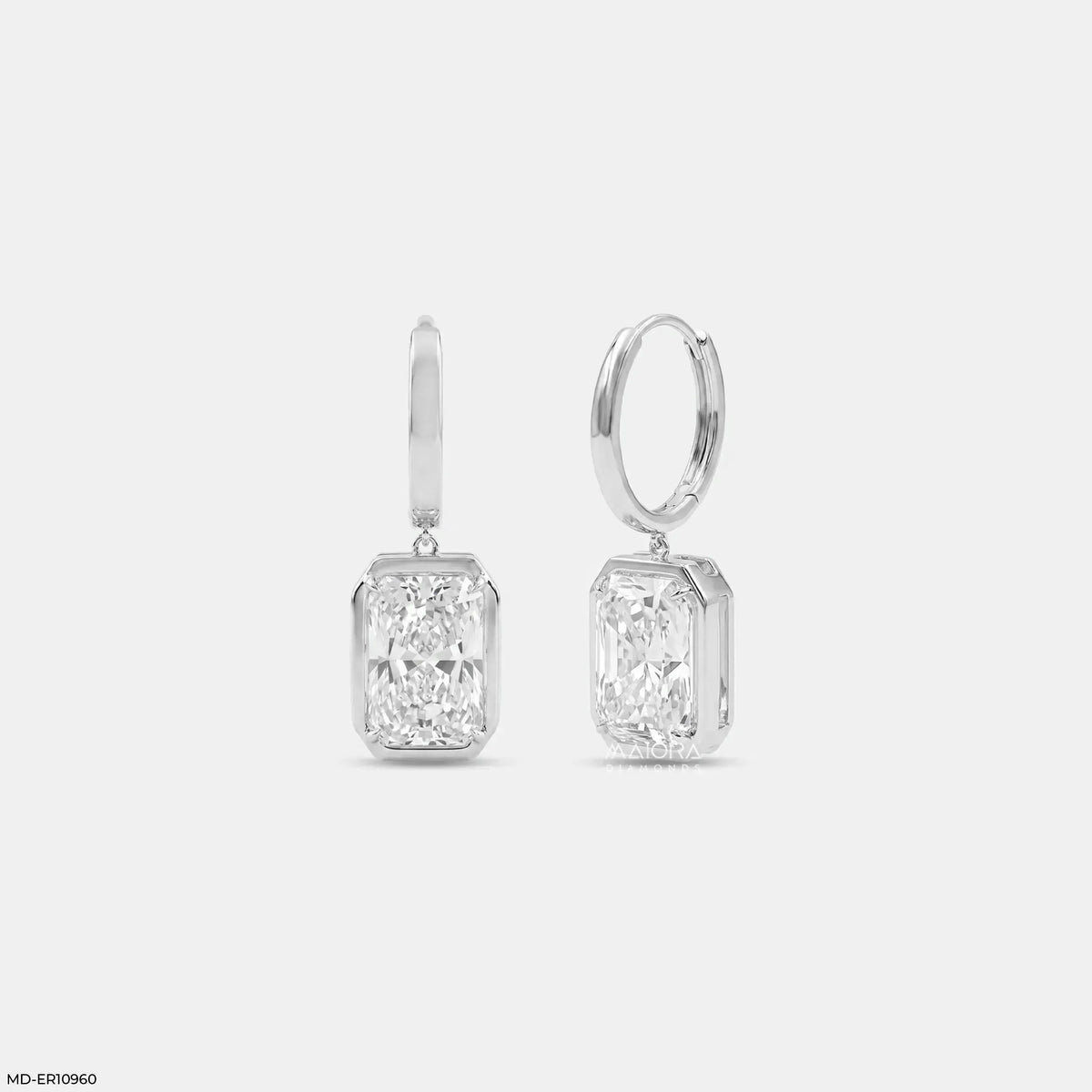 Majestic Bezel Emerald Diamond Bali Earrings