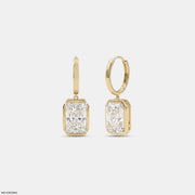 Majestic Bezel Emerald Diamond Bali Earrings