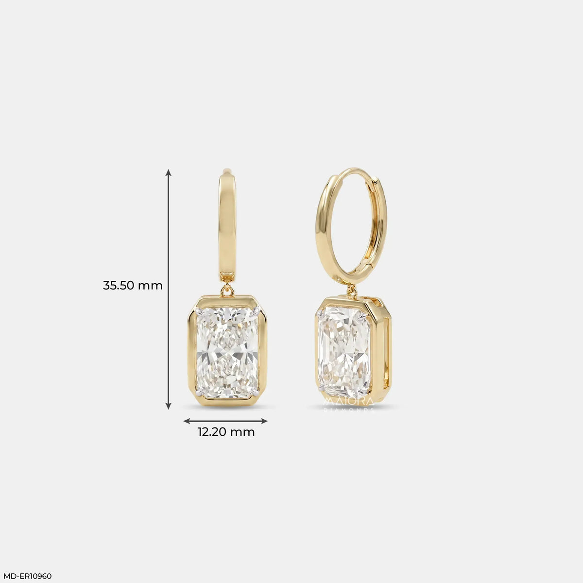 Majestic Bezel Emerald Diamond Bali Earrings