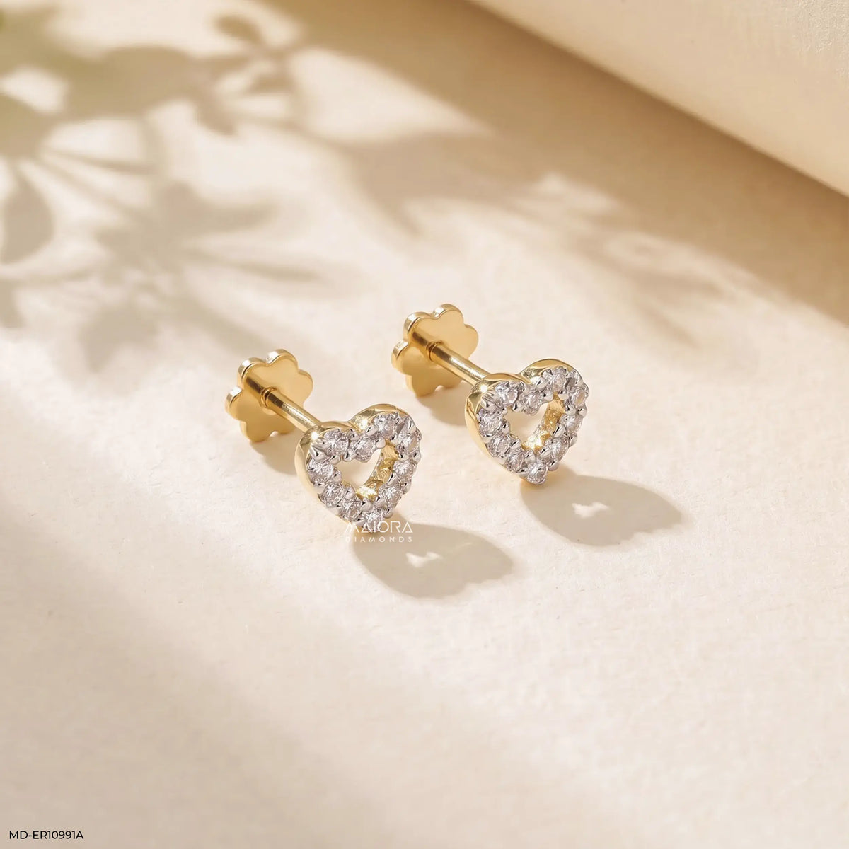 Minimalist Heart Diamond Studs Earrings
