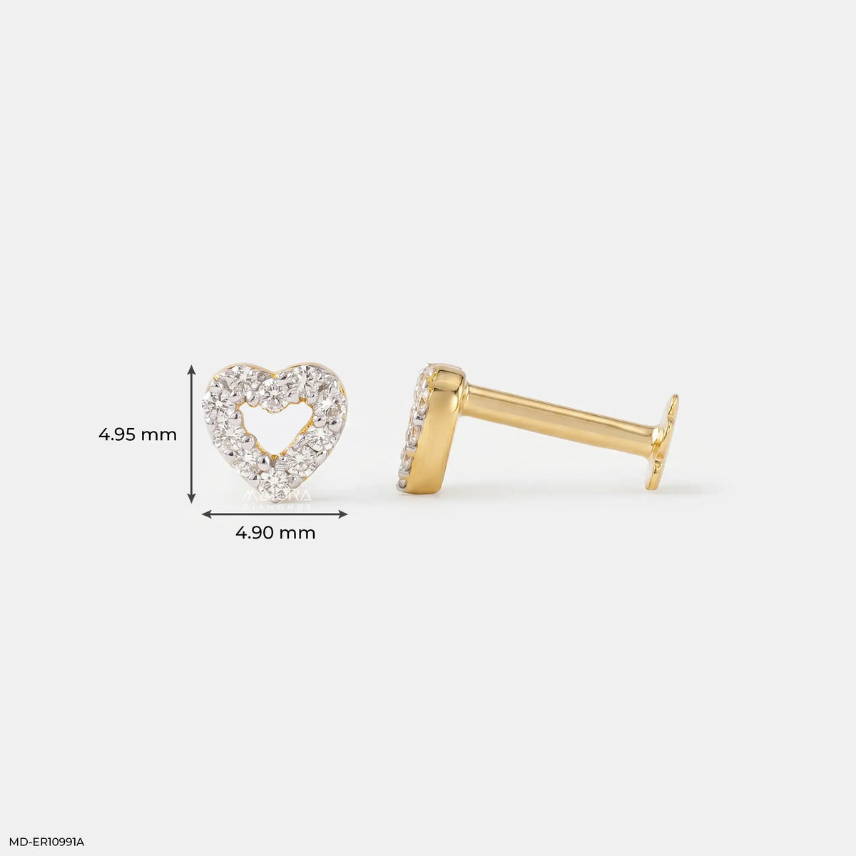 Minimalist Heart Diamond Studs Earrings