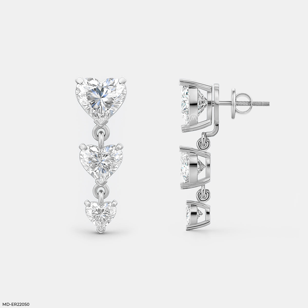 Triple Heart Dangle Diamond Earrings