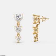 Triple Heart Dangle Diamond Earrings