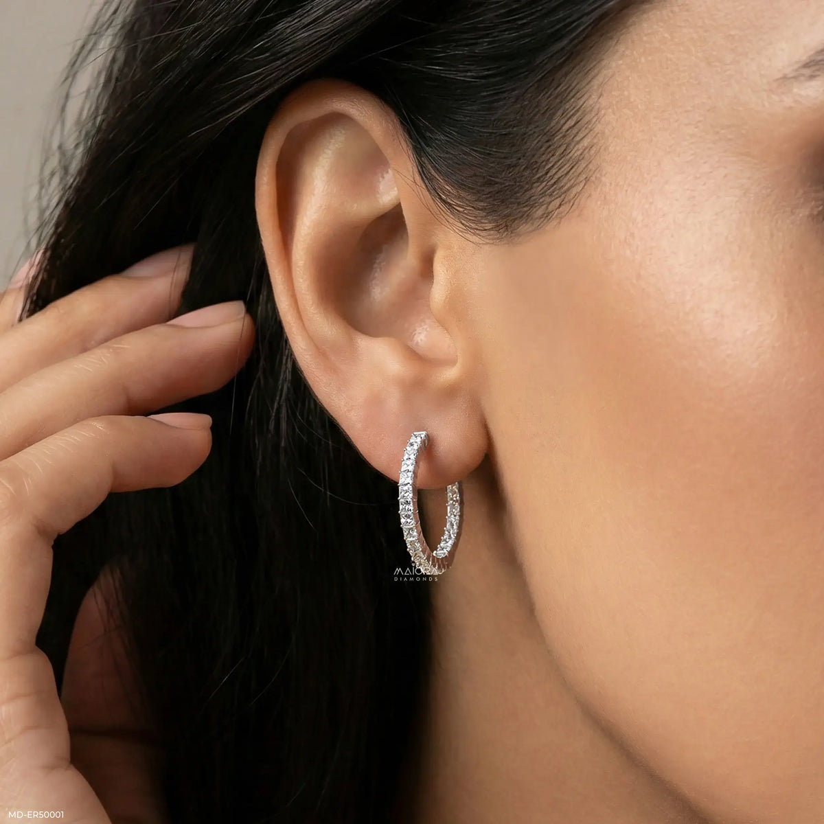 Princess-Cut Diamond Illusion Hoop Earrings