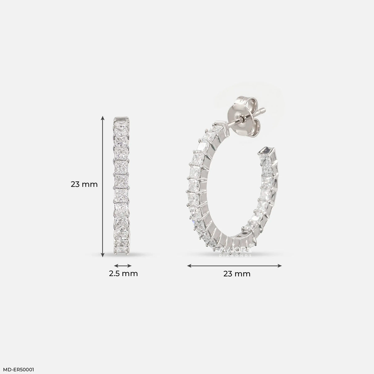 Princess-Cut Diamond Illusion Hoop Earrings
