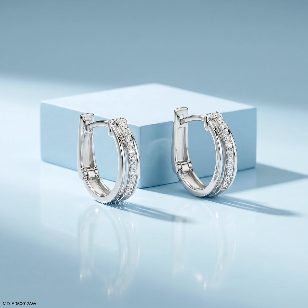 Halo Line Diamond Bali Earrings