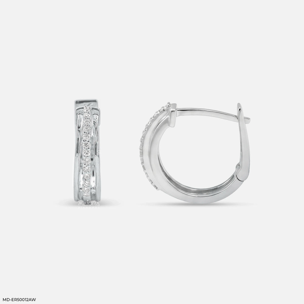 Halo Line Diamond Bali Earrings