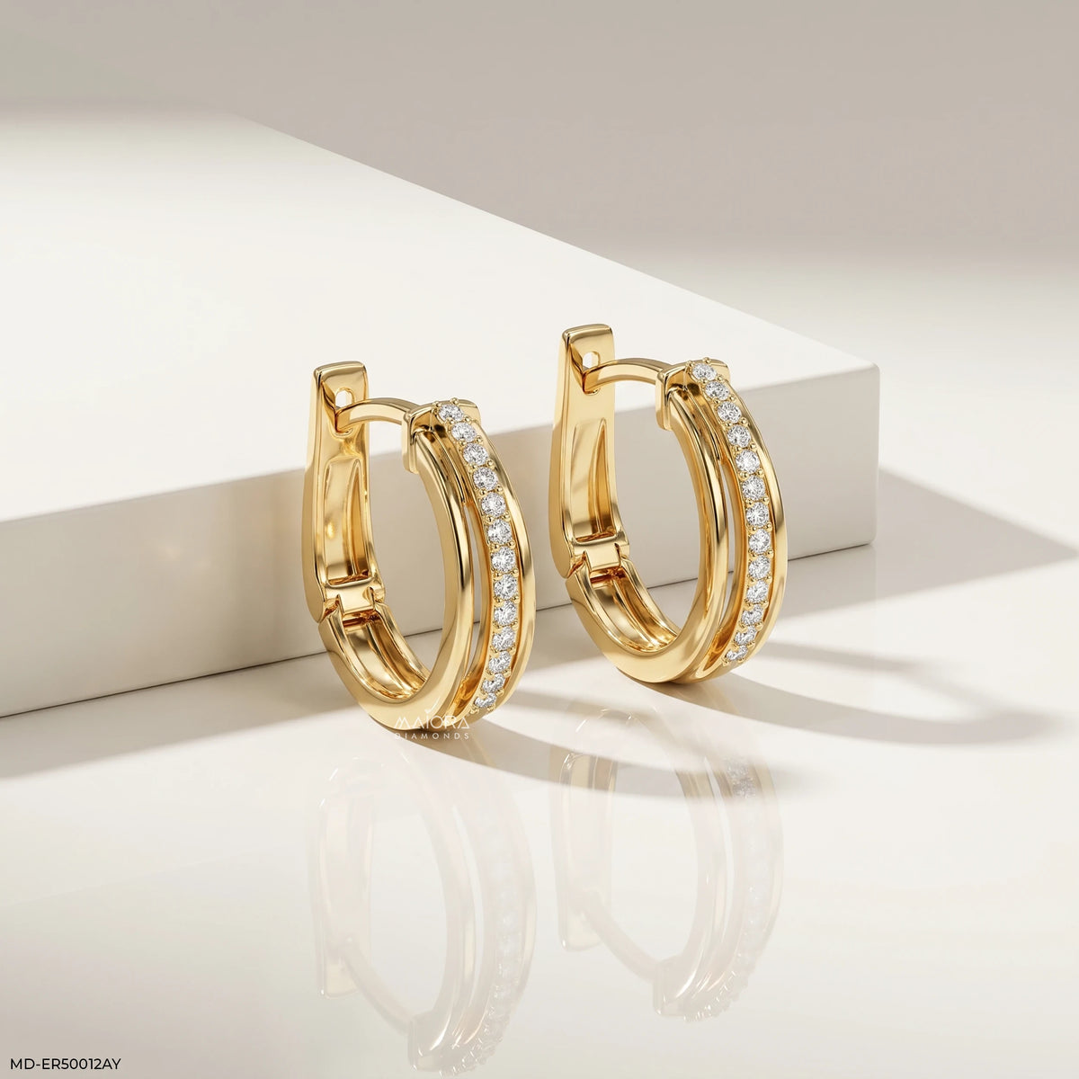 Trinity Border Diamond Bali Earrings