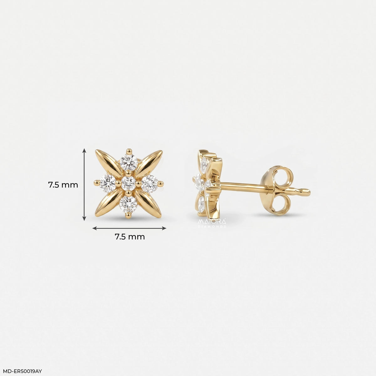 Four Petal Diamond Studs Earrings