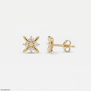 Four Petal Diamond Studs Earrings