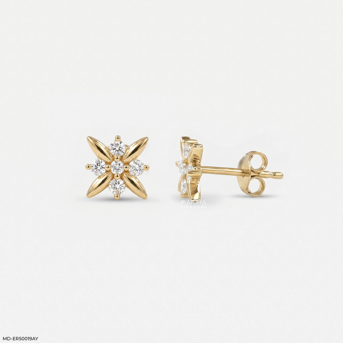 Four Petal Diamond Studs Earrings