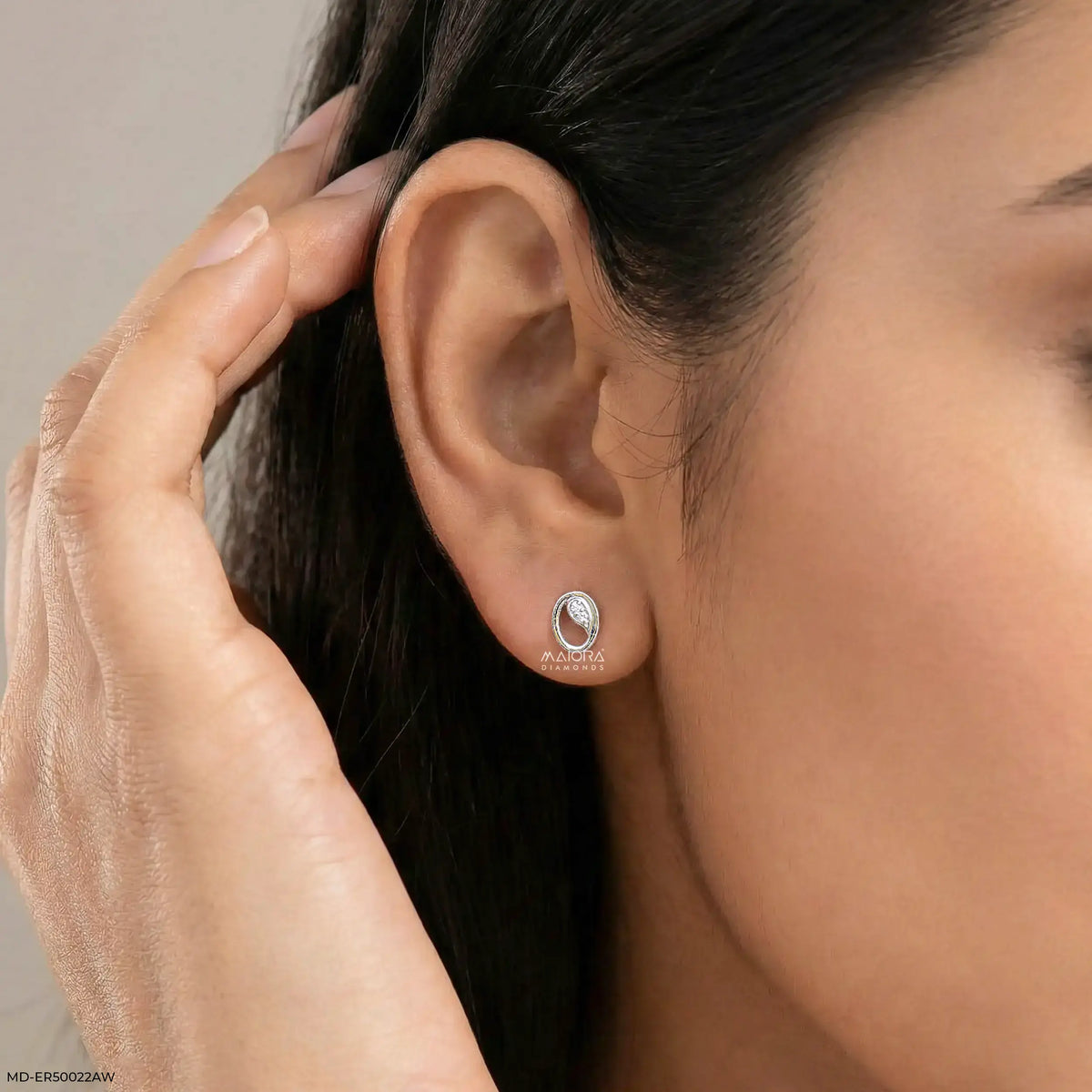 Oval Orbit Diamond Studs Earrings