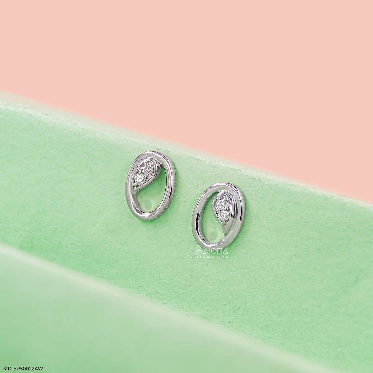 Oval Orbit Diamond Studs Earrings