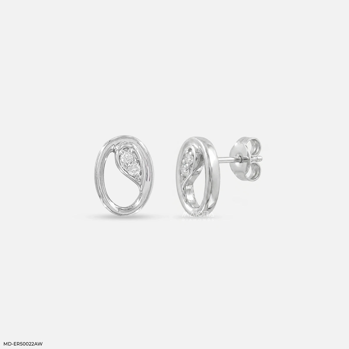 Oval Orbit Diamond Studs Earrings