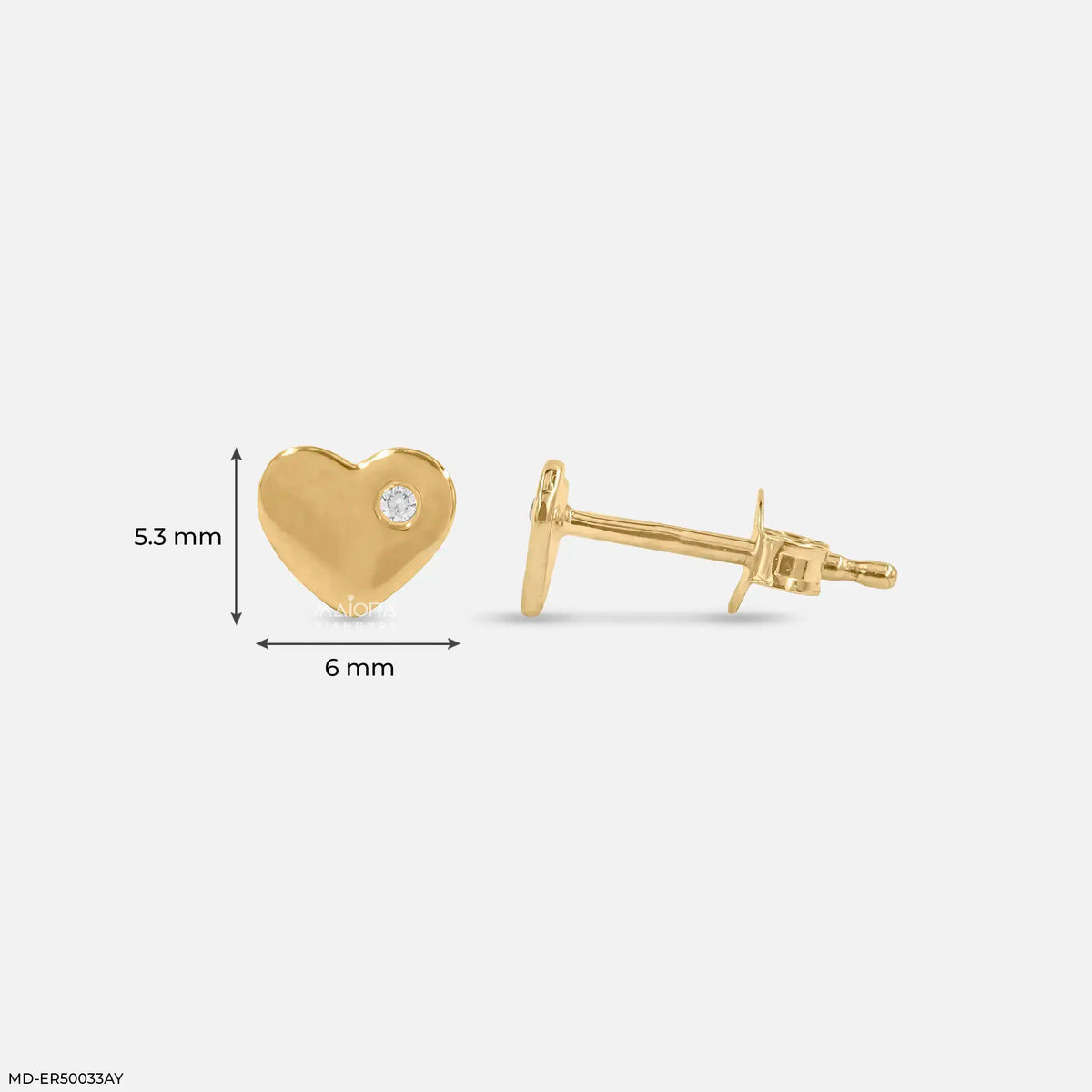 Mini Heart Round Diamond Studs Earrings