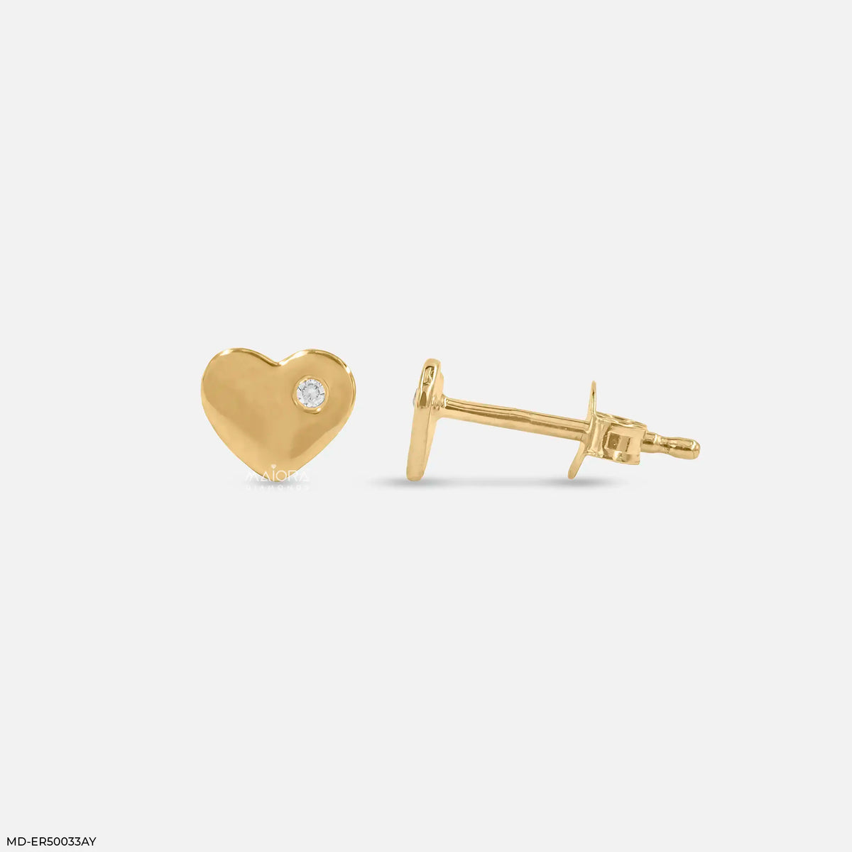 Mini Heart Round Diamond Studs Earrings