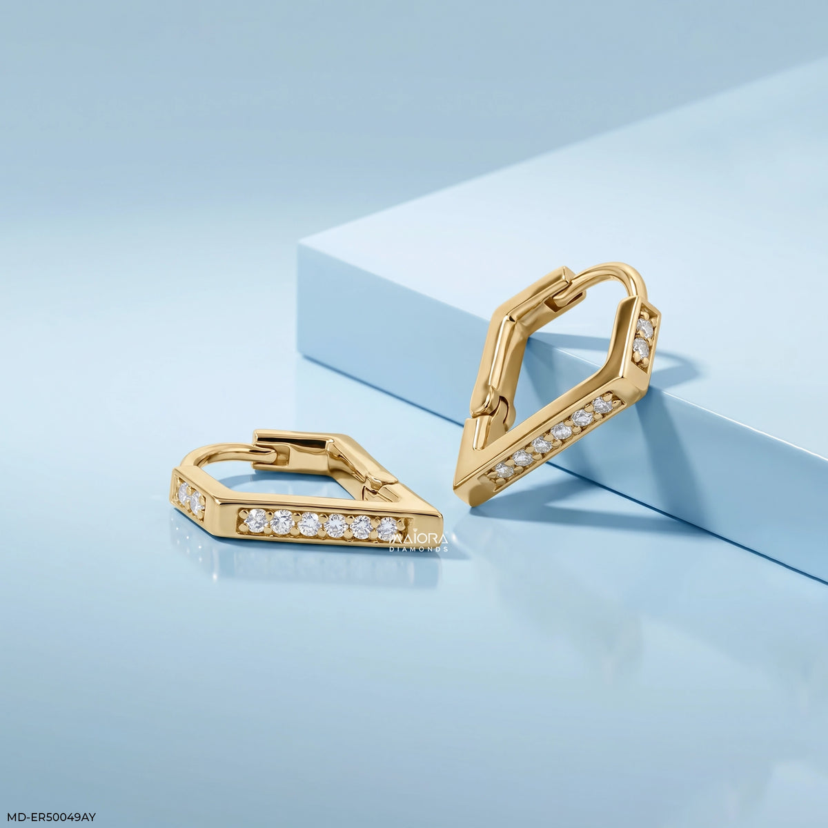 Geomatric Bar Diamond Bali Earrings
