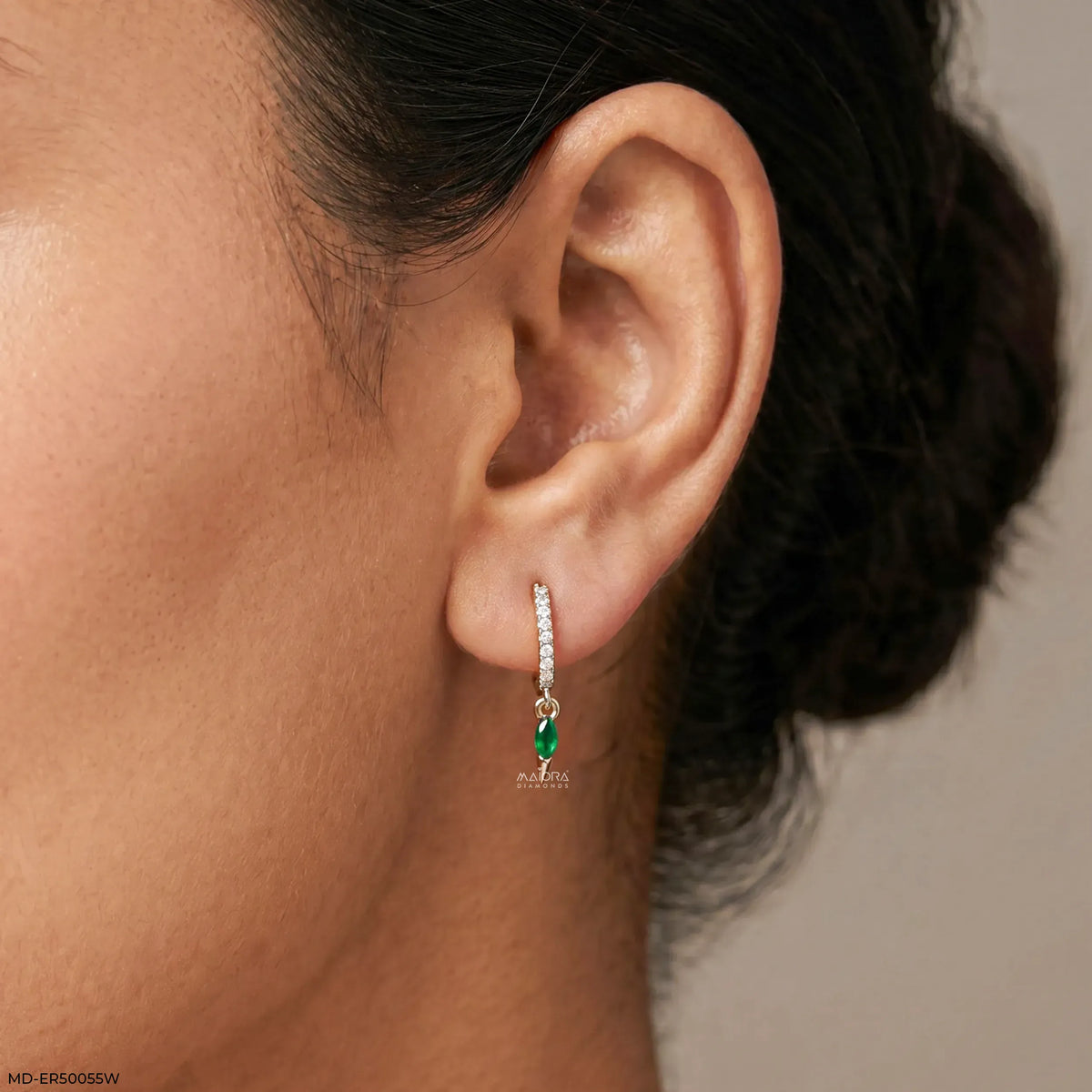 Emerald Glam Diamond Bali Earrings